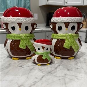 Yankee Candle Owl Cookie Jar Set with Candle holder